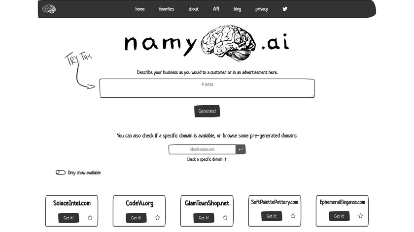 Namy.ai Landing Page