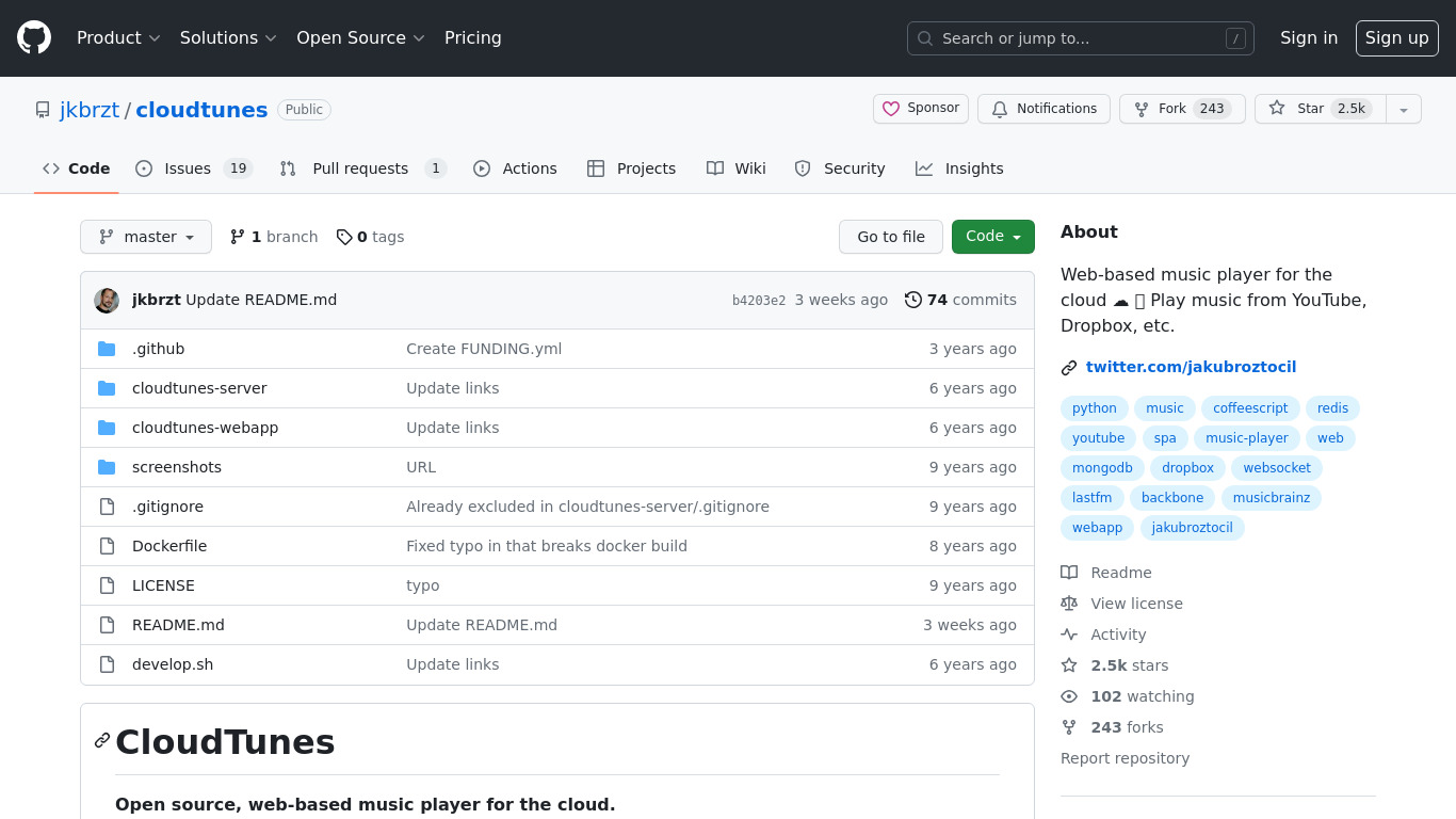 Cloudtunes Landing page