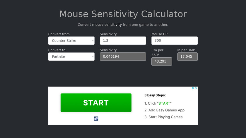 Mouse Sensitivity Calculator Landing Page