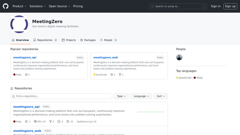 MeetingZero Landing Page