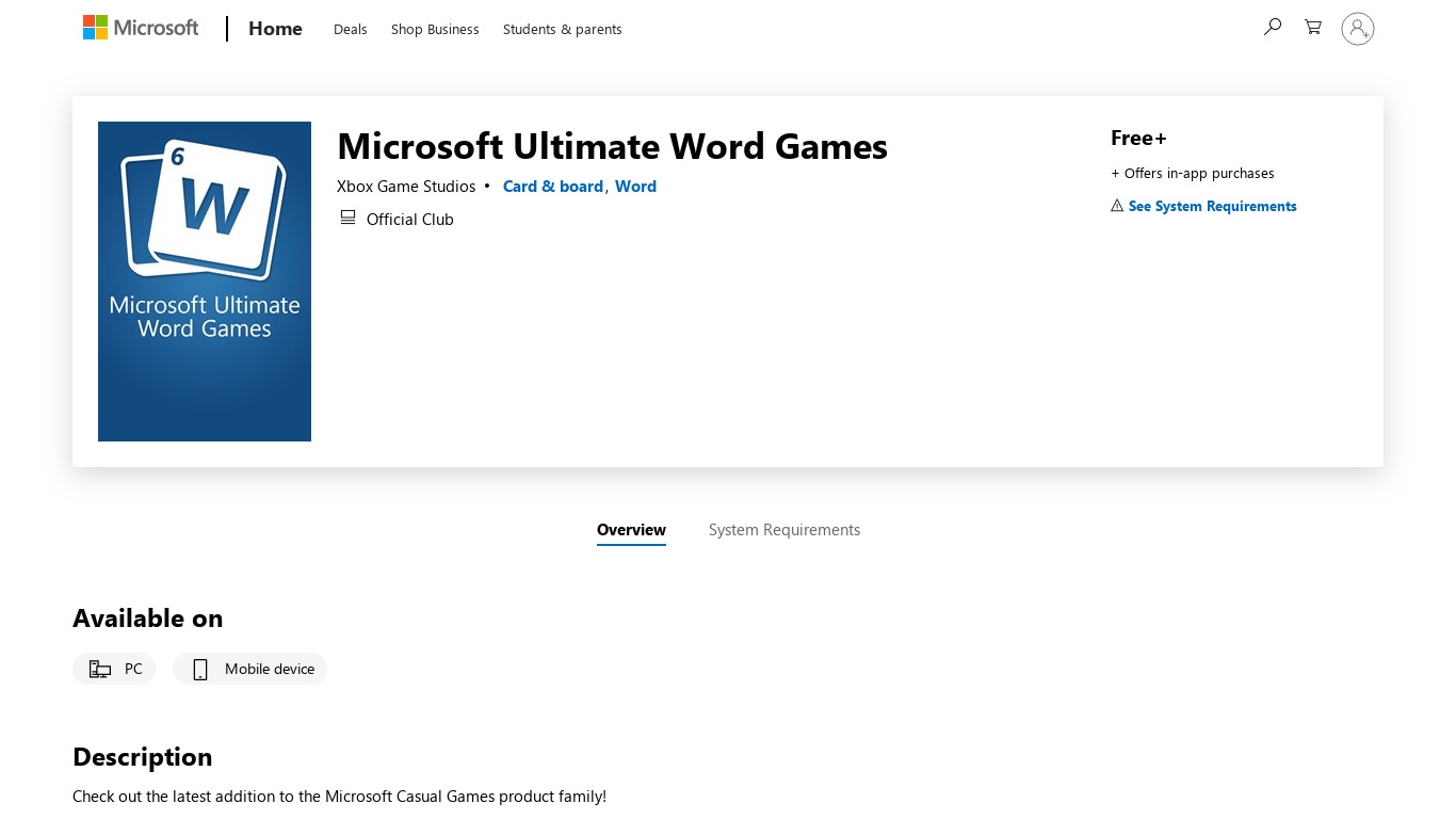 Microsoft Wordament® Landing page