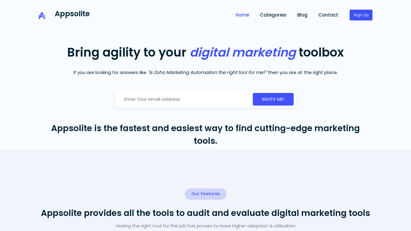 Appsolite Landing page