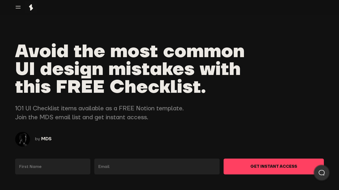 UI Checklist by Shift Nudge Landing page