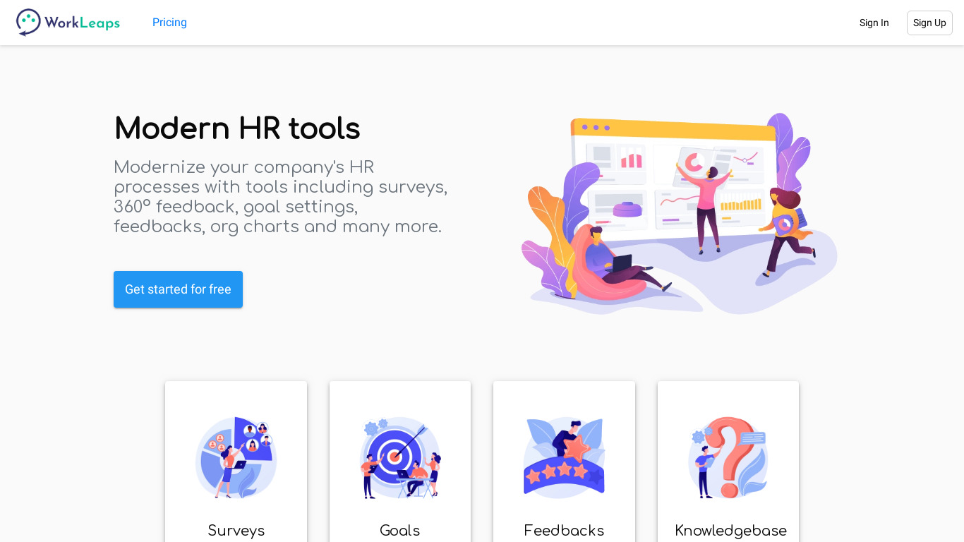 WorkLeaps Landing page
