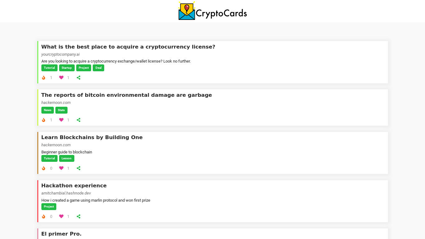 CryptoCards Landing page