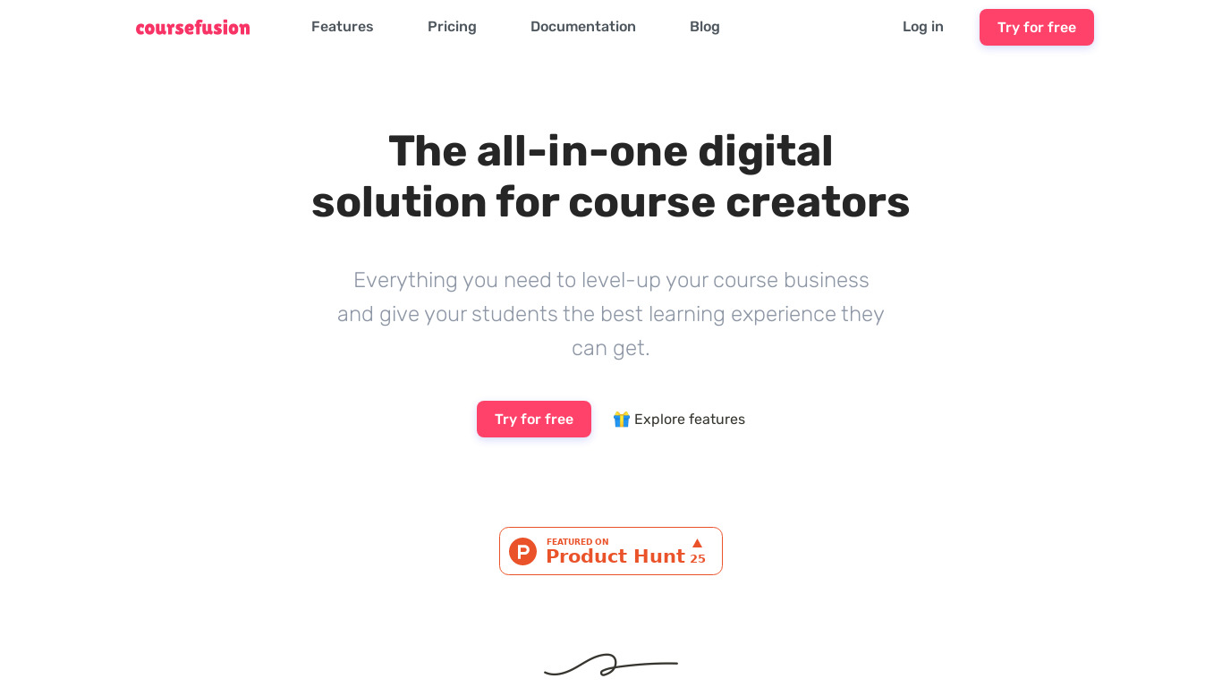 Coursefusion Landing page