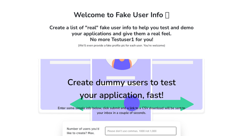Fake User Info Landing Page