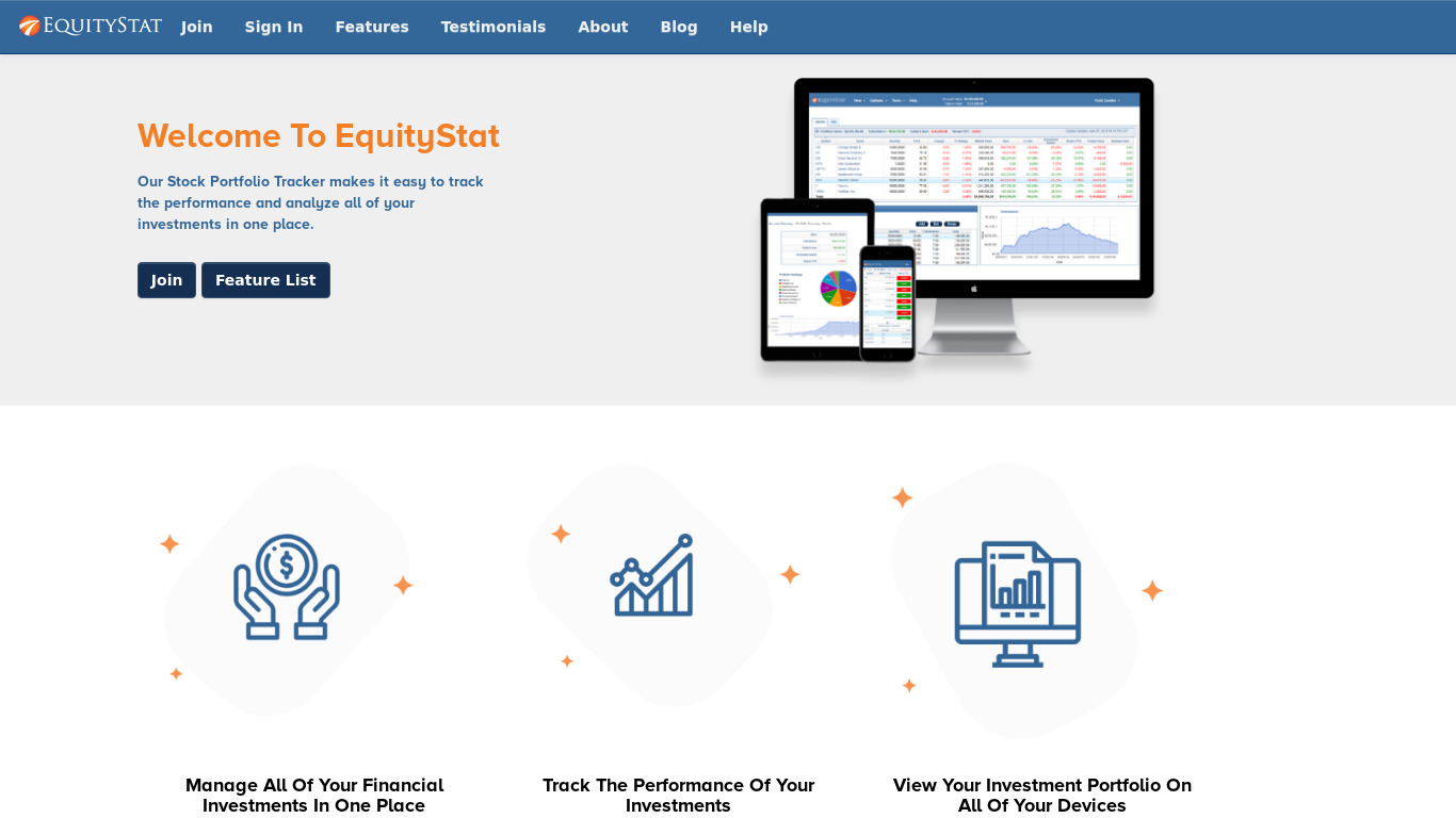 EquityStat Landing page