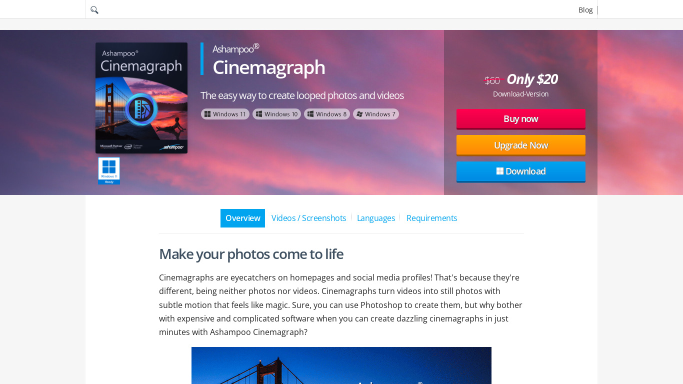 Cinemagraph Landing page