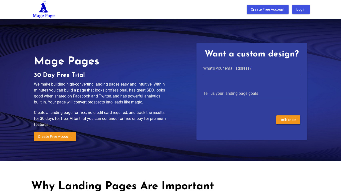 Meta Page Landing page