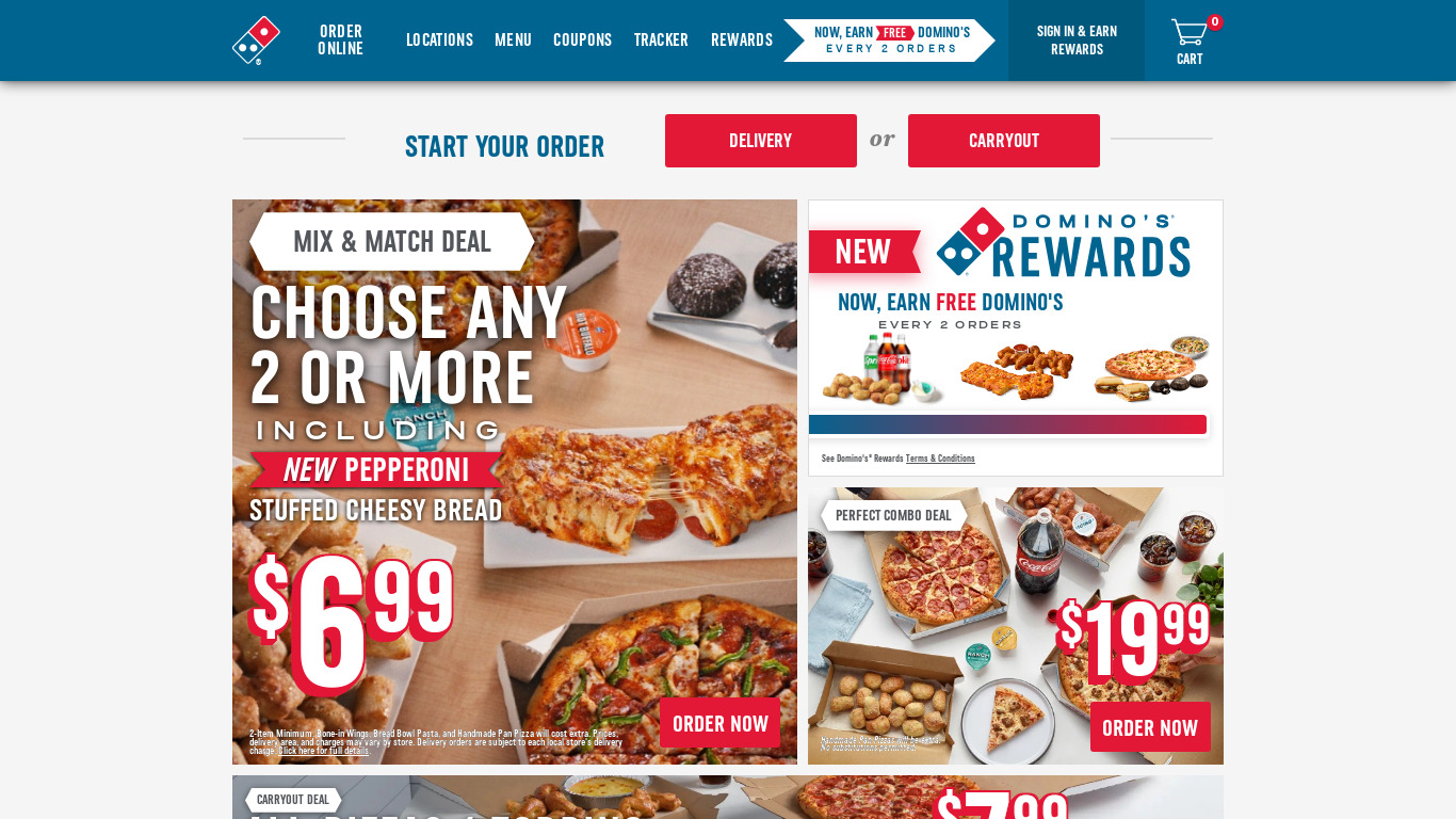 Domino’s Pizza Landing page