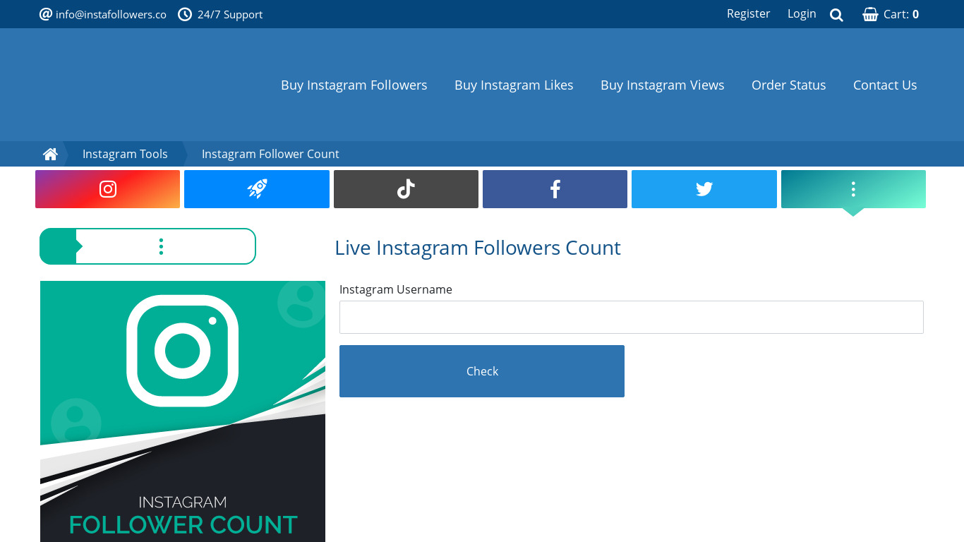 InstaFollowers Instagram Follower Count Landing page