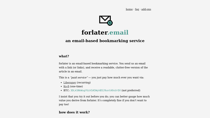 forlater.email Landing Page