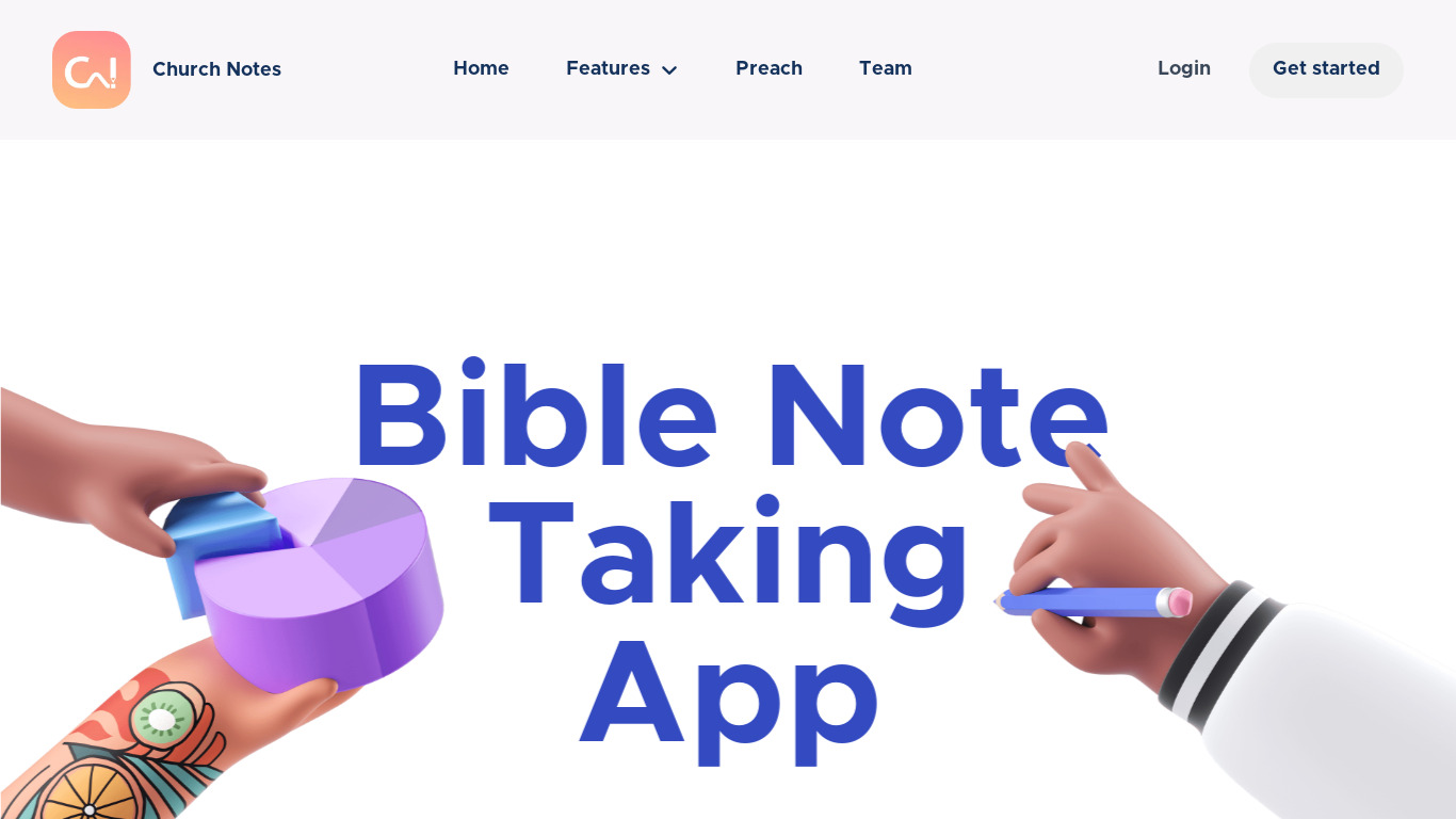 Church Notes App Landing page