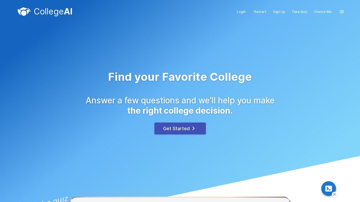 CollegeAI Landing page