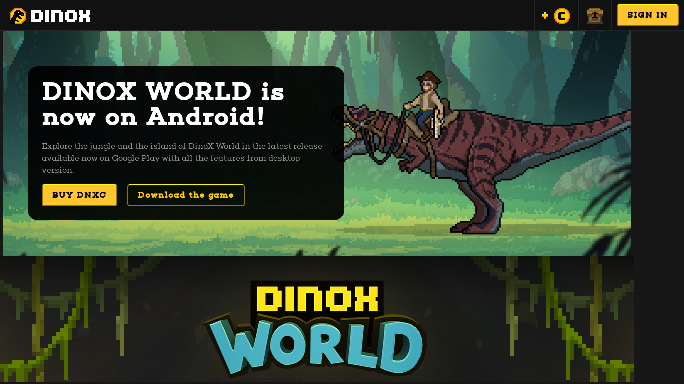 DinoX Landing page