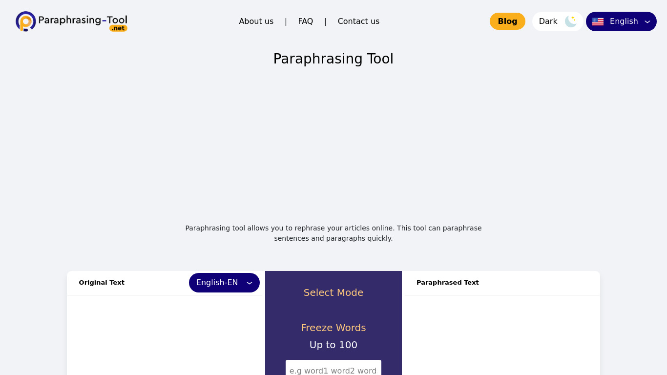 Paraphrasing-Tool.Net Landing page