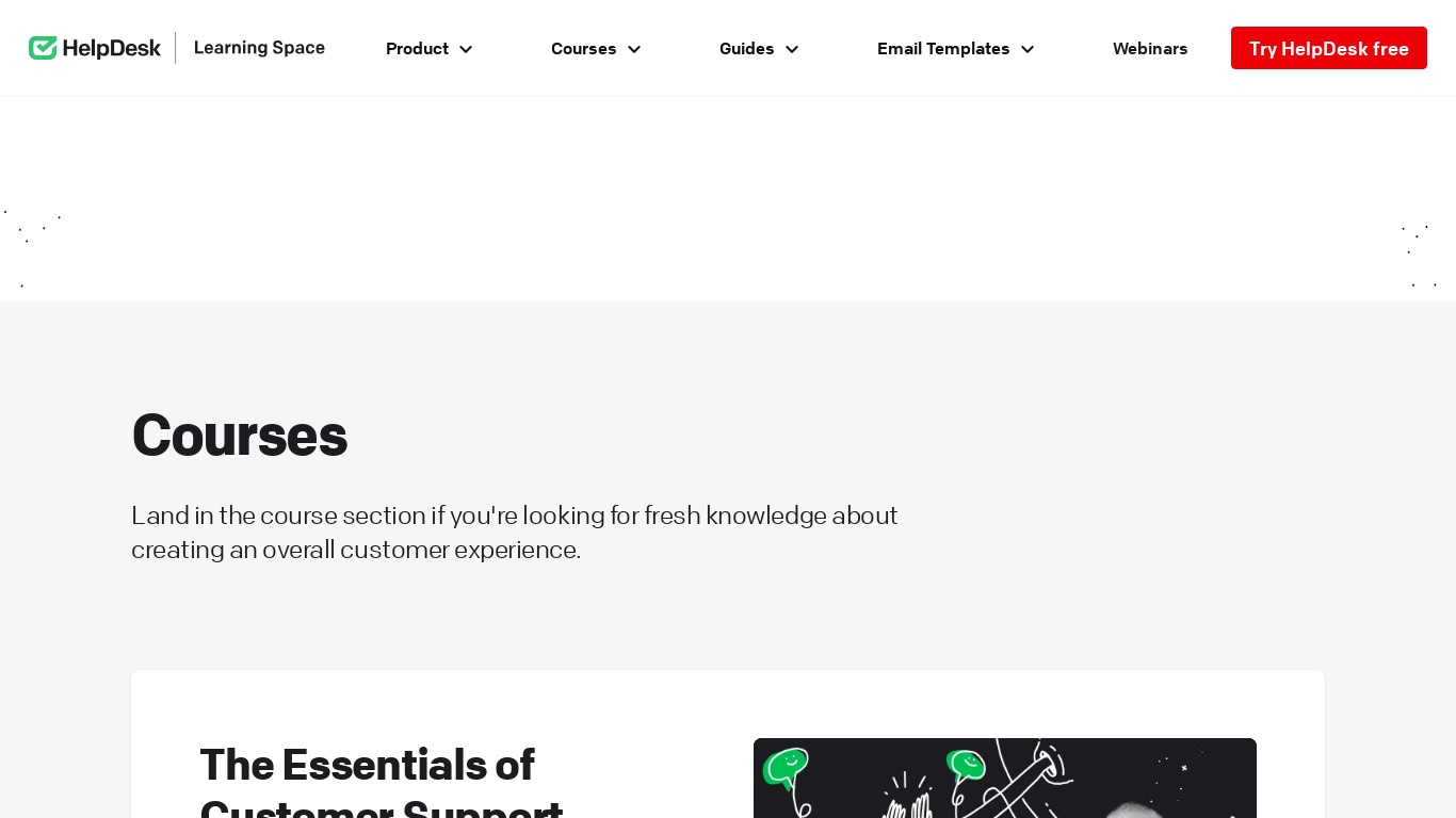 Learning Space by HelpDesk Landing page