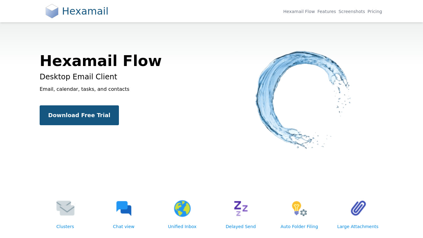 Hexamail Flow Landing page
