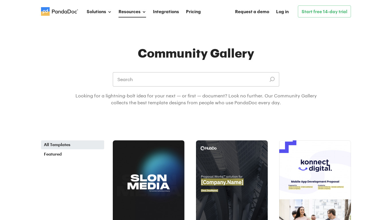 Community Gallery by PandaDoc Landing page