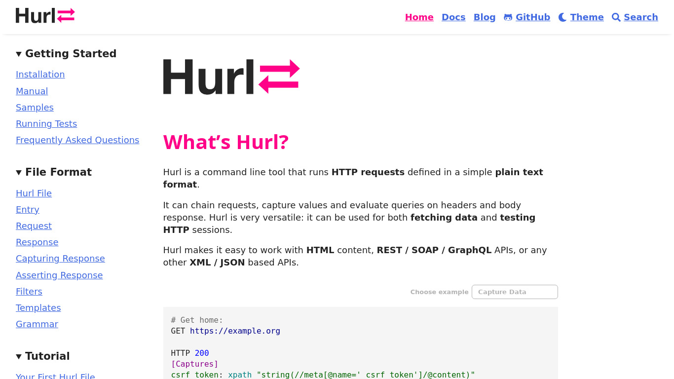 Hurl.dev Landing page