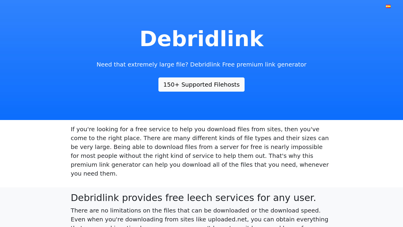 Debridlink Landing page
