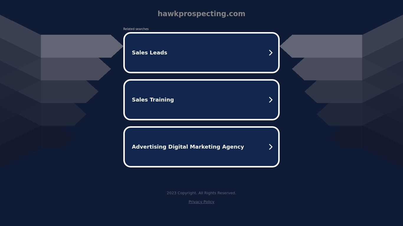 Hawk Prospecting Landing page