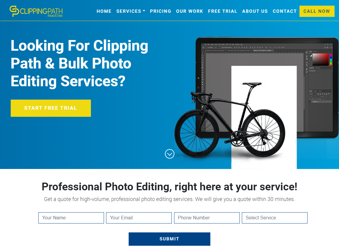 Clipping Path Pakistan Landing page