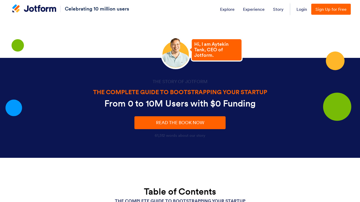 Bootstrapping Guide by Jotform Landing page