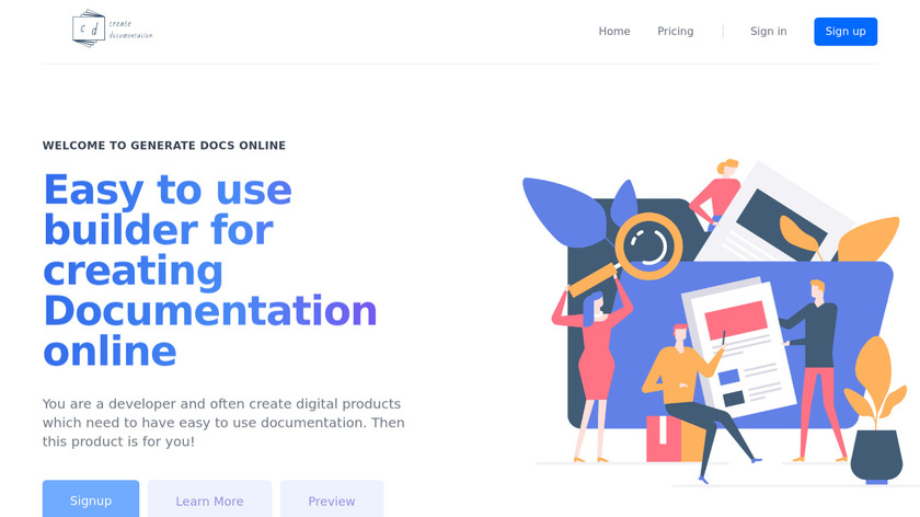 Create Documentation Landing Page