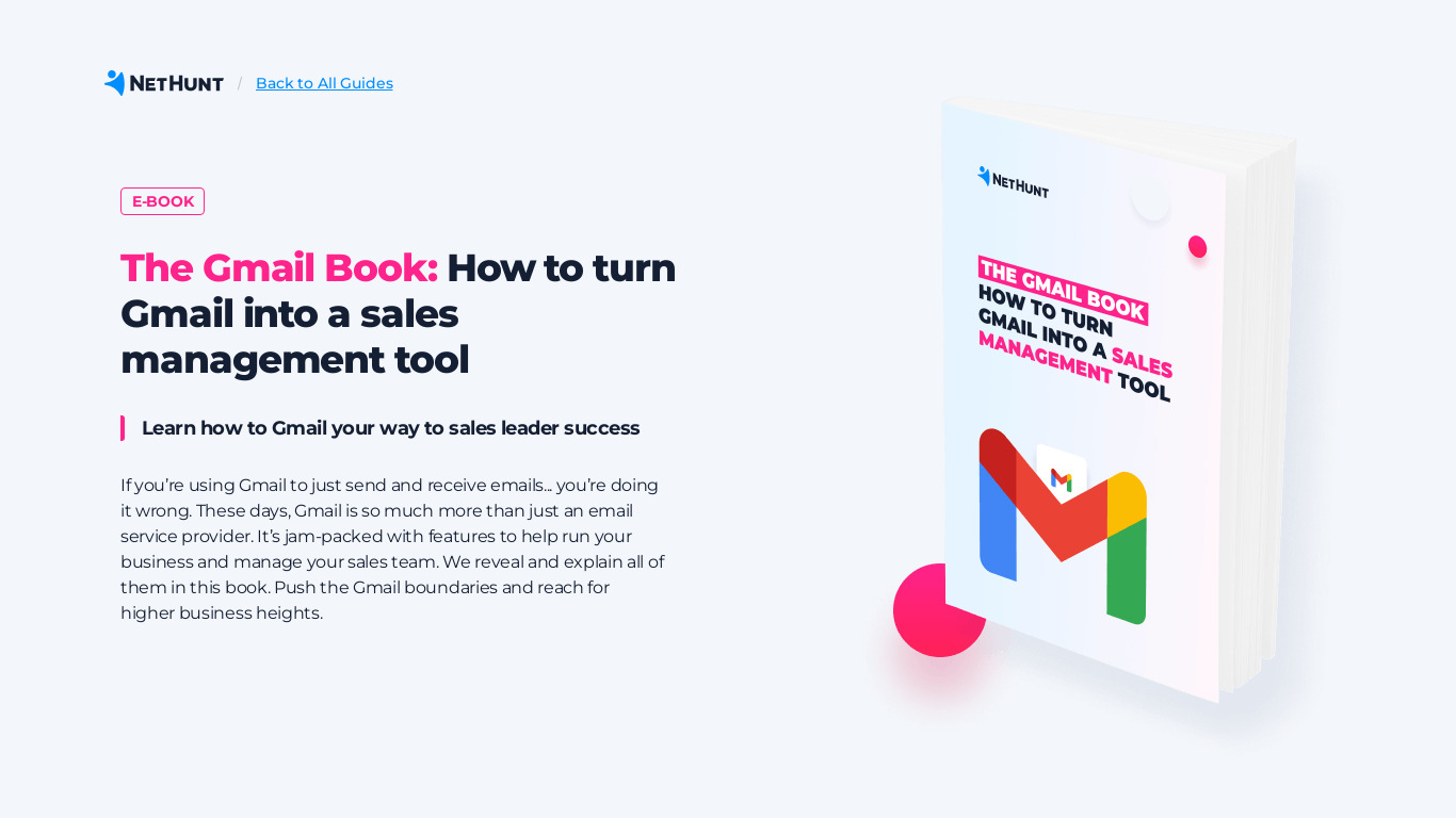 The Gmail Book by NetHunt Landing page