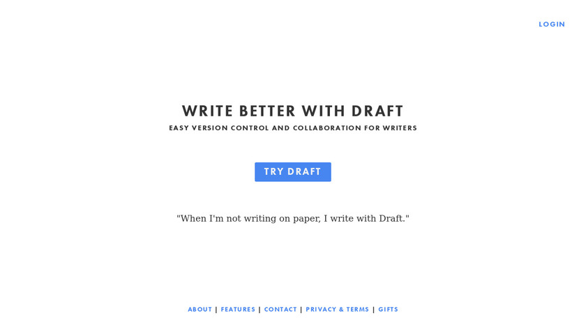 Draft (writing software) Landing Page