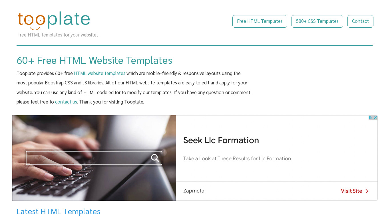 Tooplate Landing page