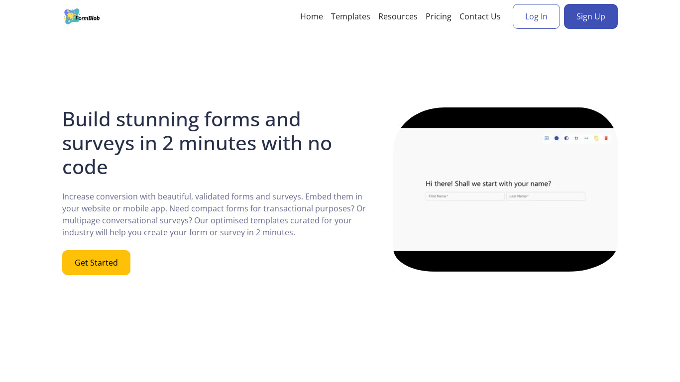 FormBlob Landing page