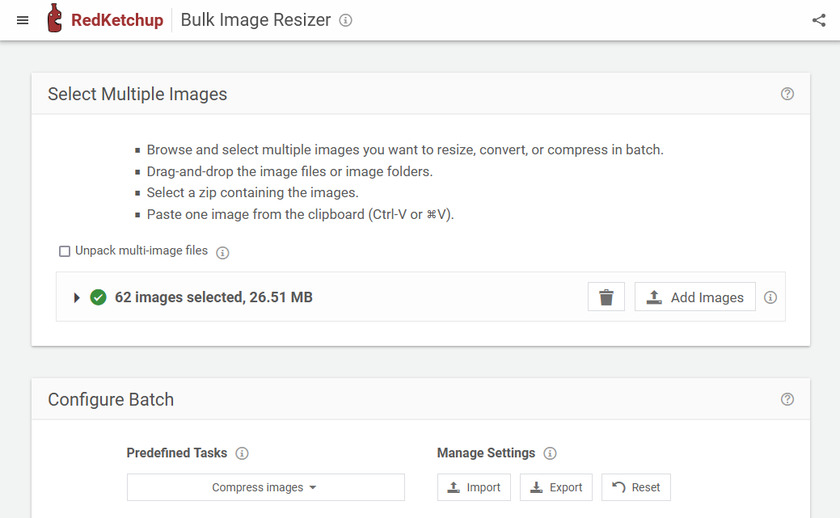Bulk Image Resizer by RedKetchup Landing Page