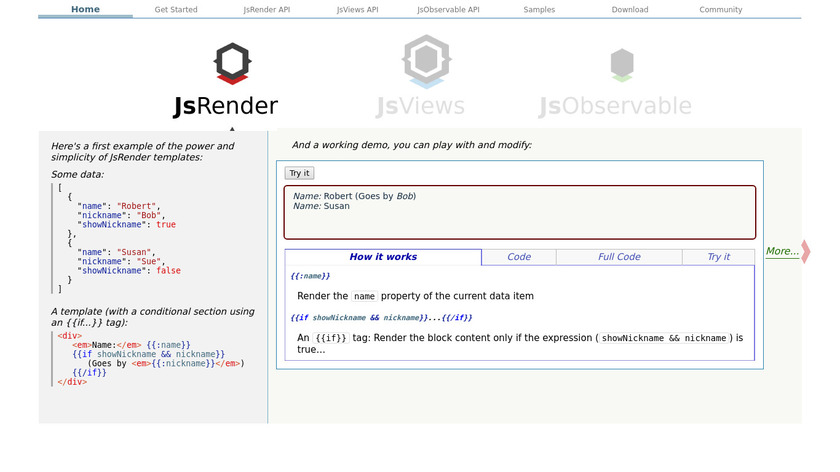 JsViews: Next-generation jQuery Templates Landing Page
