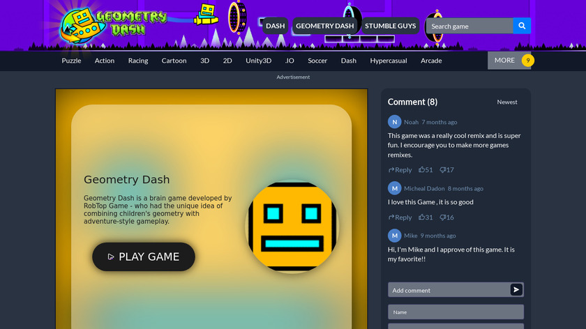 Geometry Dash Full Landing Page