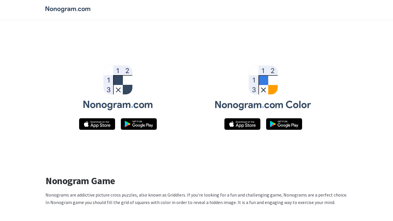 Nonogram.com Landing page