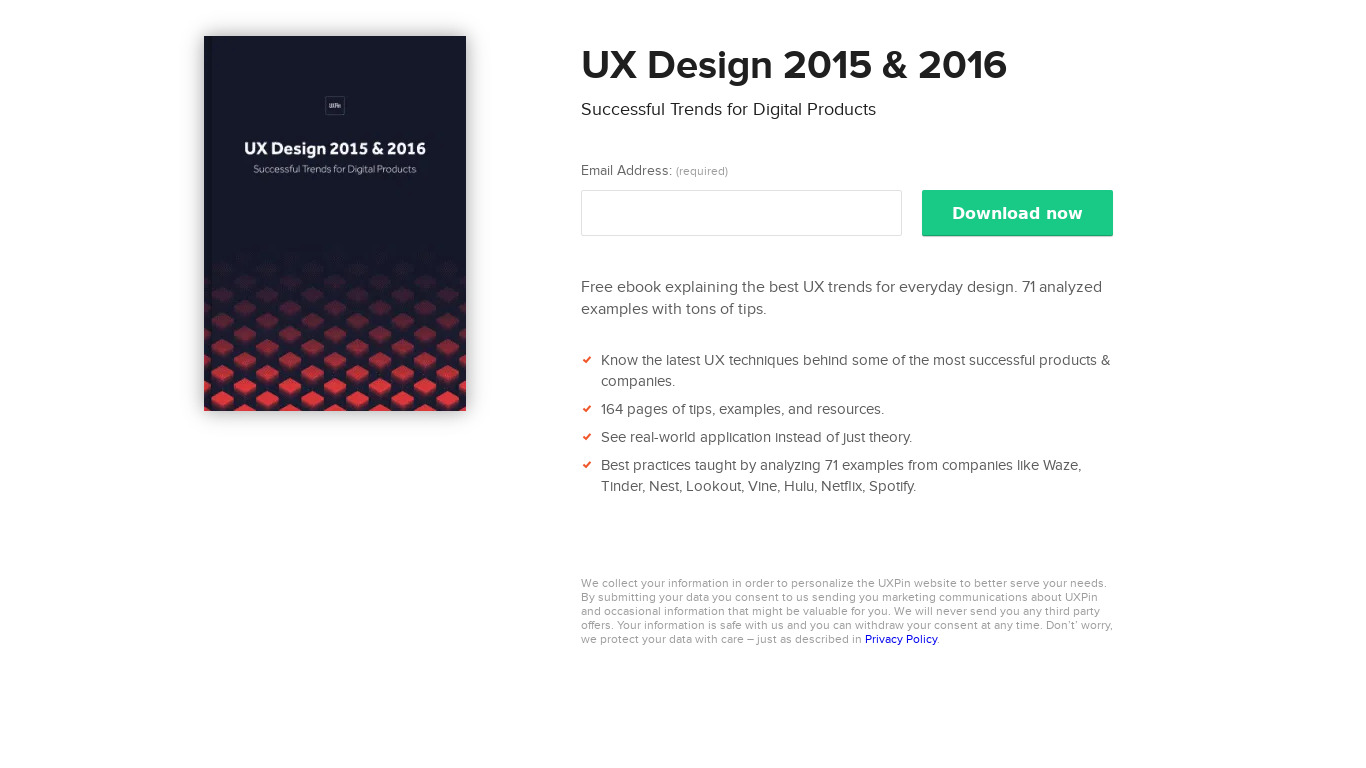 UX Design Trends 2016 Landing page