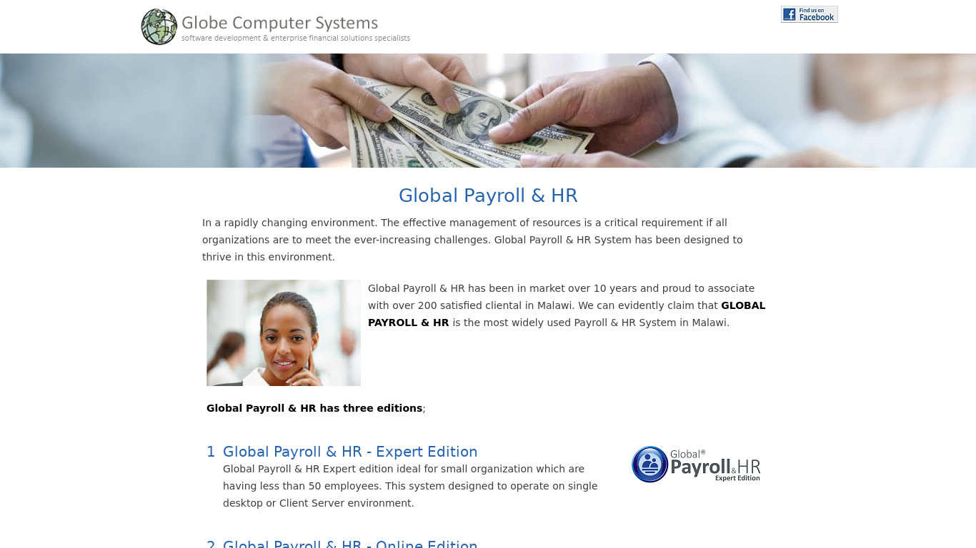 GLOBAL Payroll & HR System Landing page