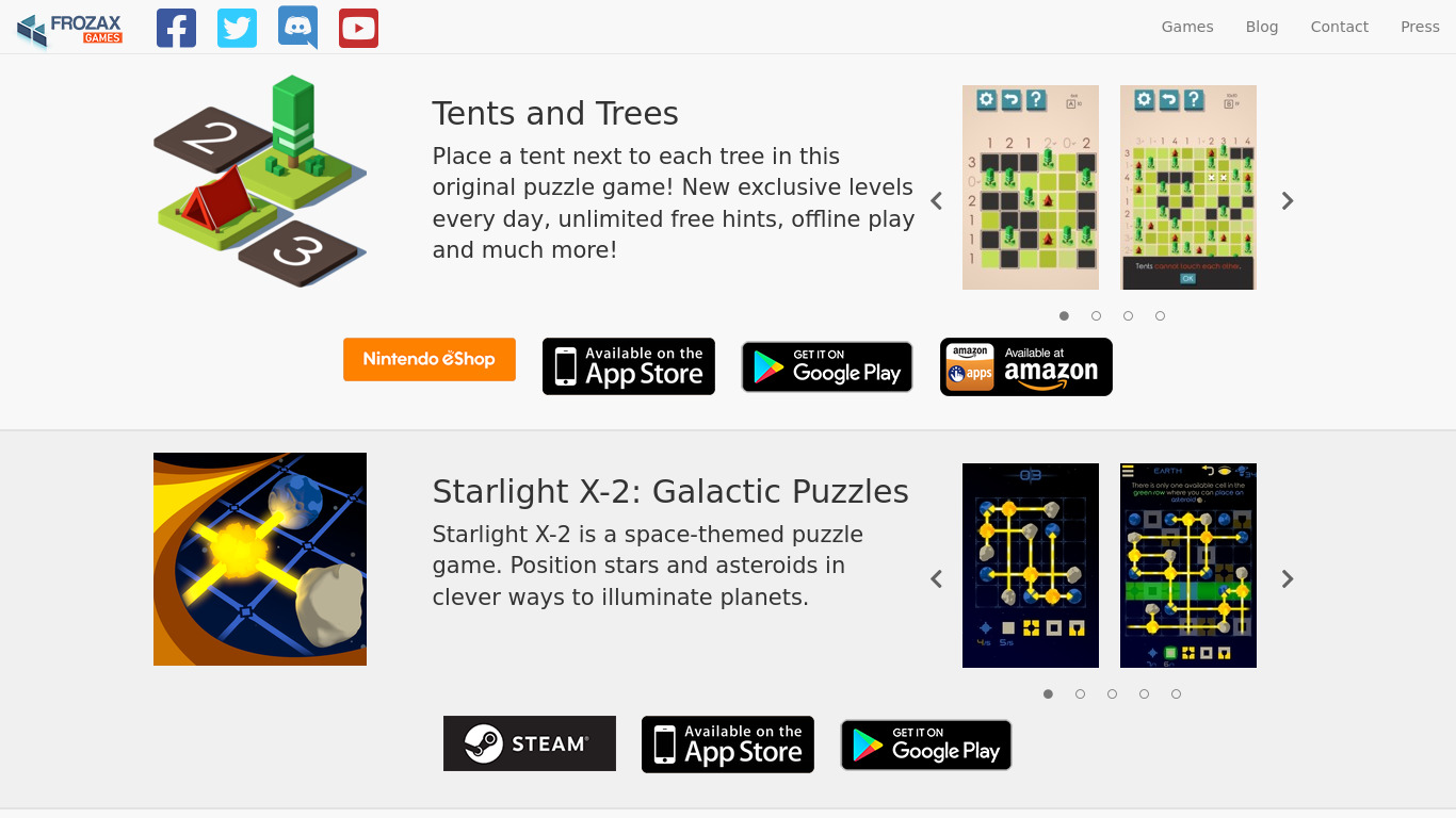 Tents and Trees Puzzles Landing page