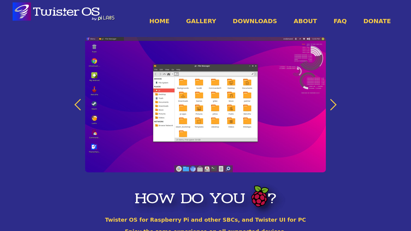 Twister OS Landing page