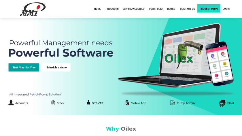 Oilex by MMI Softwares Landing Page