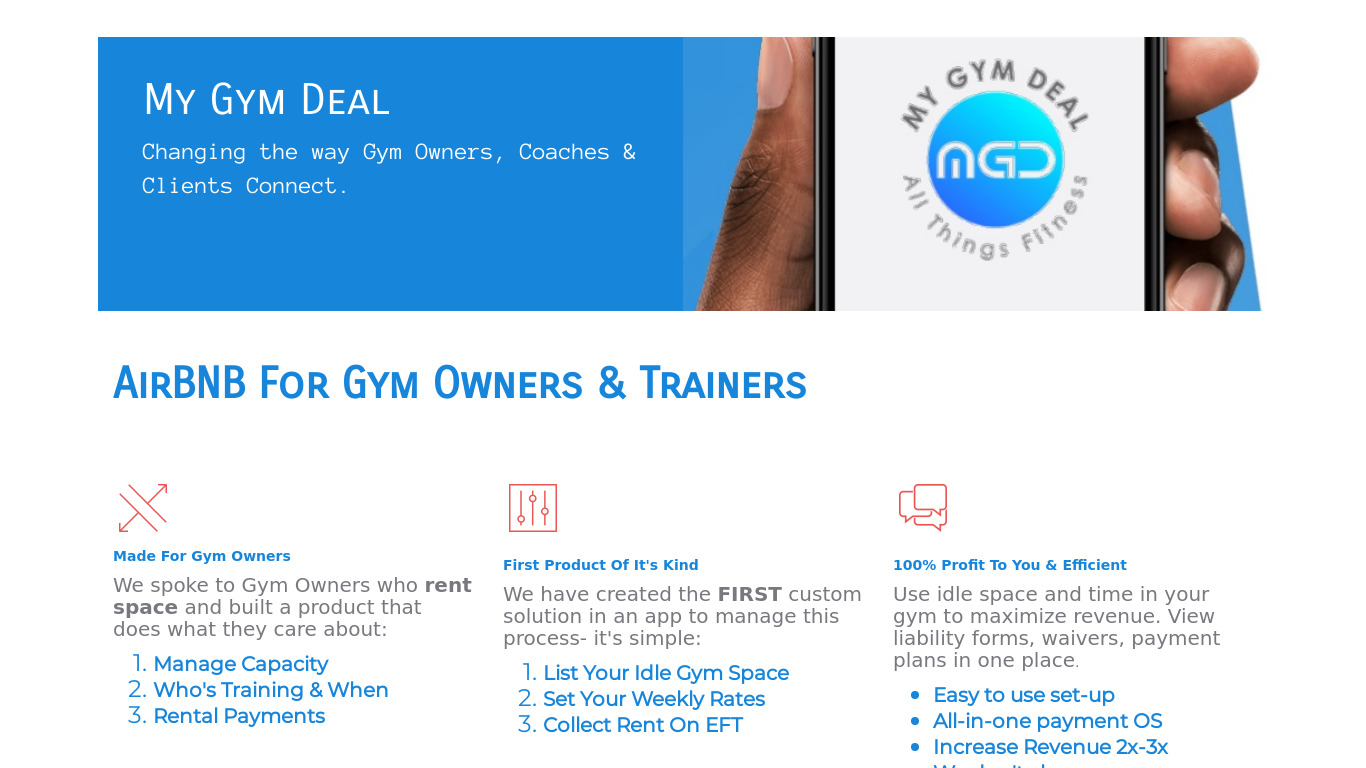 My Gym Deal Landing page
