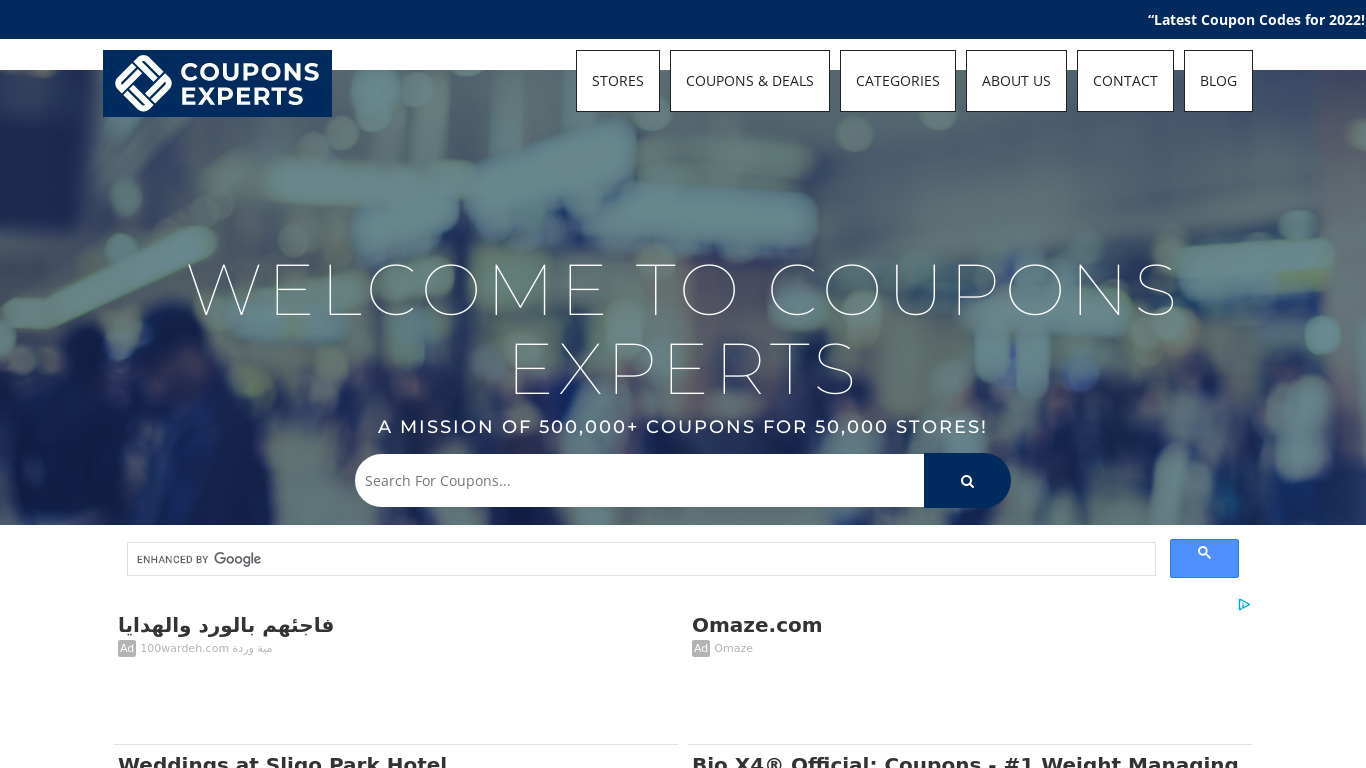 Coupons Experts Landing page