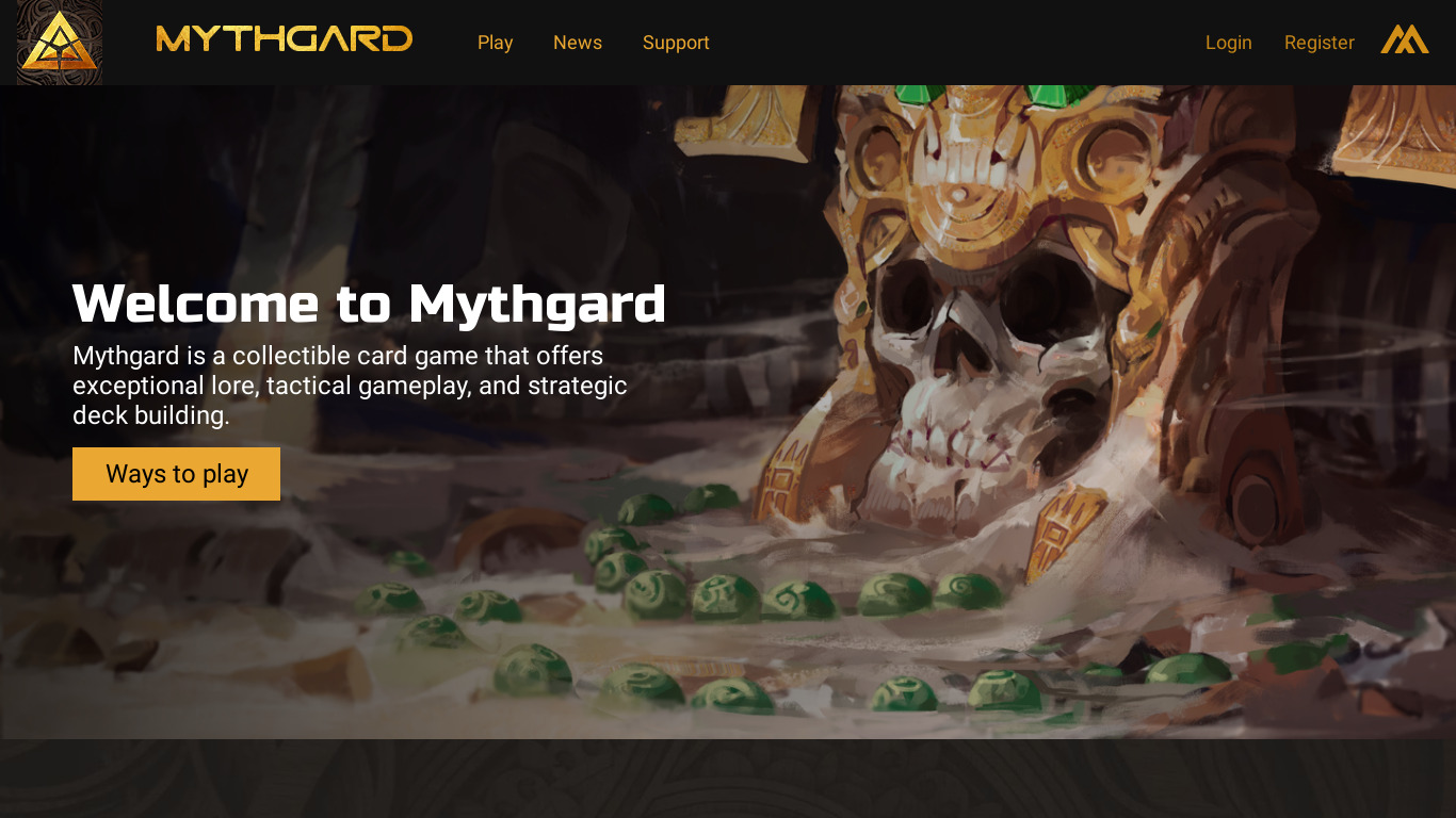 Mythgard Landing page