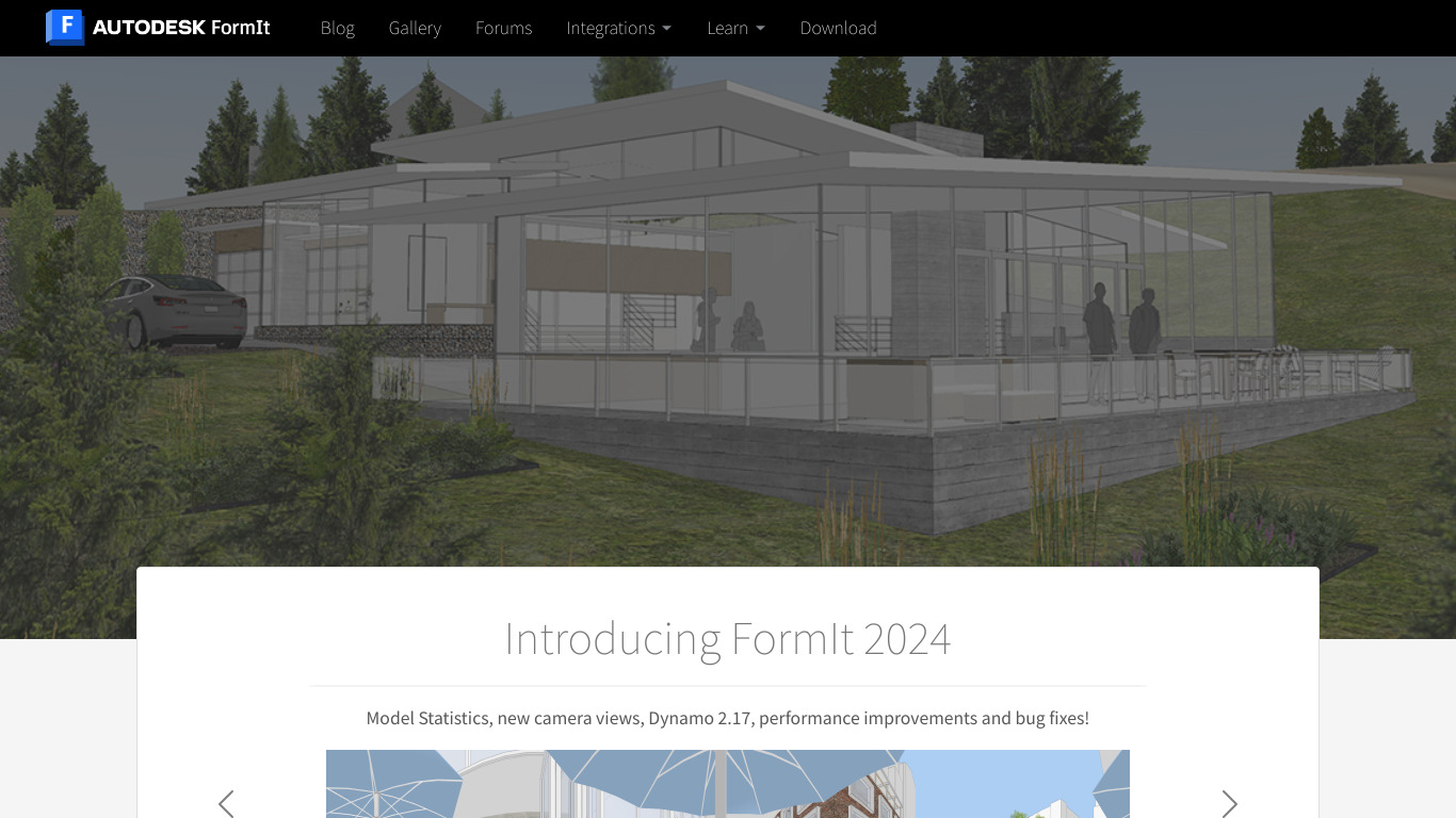 Autodesk Formit Landing page