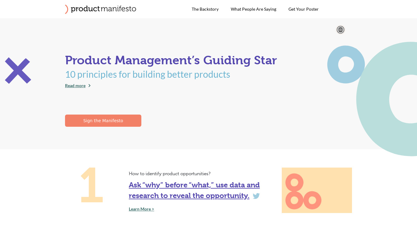 The Product Manifesto Landing page