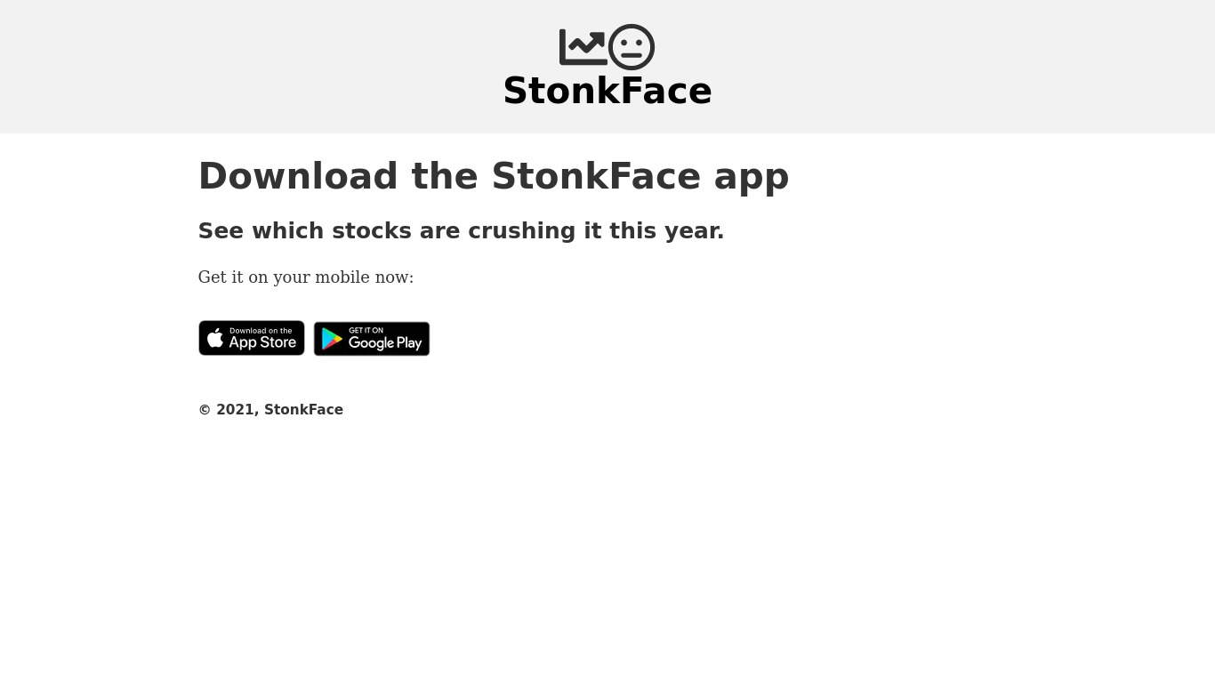 StonkFace Landing page
