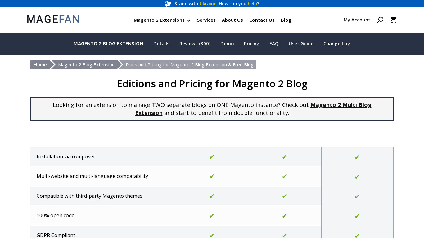 Magento 2 Blog Extra Landing page